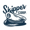 Marine nautical skipper hat. Sailor captain cap