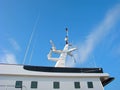 Marine navigation equipment, modern communication mast Royalty Free Stock Photo