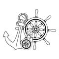 Marine navigation helm with anchor