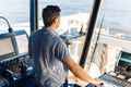 Marine navigational officer during navigational watch on Bridge Royalty Free Stock Photo