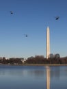 Marine One & Escort Fly By Washington Monument en route to White House