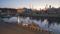 Marine Passenger Terminal, naval ships on the Sea Breeze, exercises in Odessa port Odessa, Ukraine - July 2019 Royalty Free Stock Photo