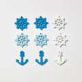 Marine pattern from anchors and wheels. Royalty Free Stock Photo