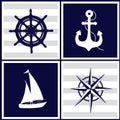 Marine patterns with nautical elements