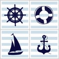 Marine patterns with nautical elements