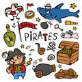 MARINE PIRATES And Shark Cartoon Corsair Sticker Collection