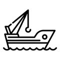 Marine port crane ship icon, outline style Royalty Free Stock Photo