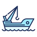 Marine port crane ship icon, outline style Royalty Free Stock Photo