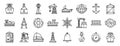 Marine port icons set, outline style