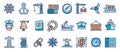 Marine port icons set, outline style