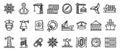 Marine port icons set, outline style