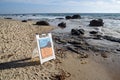 Marine Preserve placard on Crystal Cove State Park Beach, Southern California.