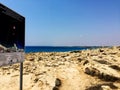 Marine protected area with artificial reefs in agia napa sign