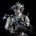 Marine rider with rifle and night vision goggles Royalty Free Stock Photo