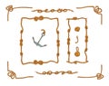 Rope frames and rope knots isolated vector Set Royalty Free Stock Photo