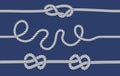 Marine rope knot seamless pattern. Marine rope and sailors ship knot, cord sailor borders, knot sail, package rope seamless. For