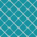 Marine rope knots pattern. Tied sea ropes, cord knot and nautical seamless vector background
