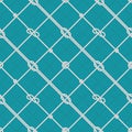 Marine rope knots pattern. Tied sea ropes, cord knot and nautical seamless vector background
