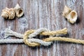 Marine rope tied Reef or Square Knot Royalty Free Stock Photo