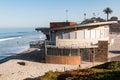 Marine Safety Center Building at Moonlight Beach With People in Leisure Activities