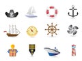 Marine, Sailing and naval icons