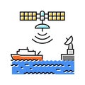 marine satellite communication color icon vector illustration