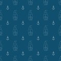 Marine seamless pattern. Doodle, sketch, scribbles. Vector illustration. Royalty Free Stock Photo