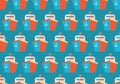 Marine seamless pattern in flat vector. Cruise ship, ferry, ship. Travel by sea transport. Bright, colorful background for Royalty Free Stock Photo