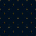 Marine seamless pattern, golden anchor ornament Royalty Free Stock Photo