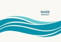 Marine seamless pattern with stylized blue waves on a light back