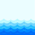 Marine seamless pattern with stylized blue waves on a light background. Water Wave sea ocean abstract vector design art Royalty Free Stock Photo