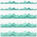 Marine seamless pattern with stylized blue waves on a light background. Water Wave sea ocean abstract vector design art Royalty Free Stock Photo