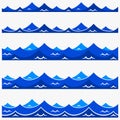 Marine seamless pattern with stylized blue waves on a light background. Water Wave sea ocean abstract vector design art Royalty Free Stock Photo