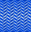 Marine seamless pattern with stylized blue waves on a light background. Water Wave sea ocean abstract vector design art Royalty Free Stock Photo