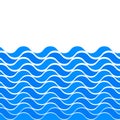 Marine seamless pattern with stylized blue waves on a light background. Water Wave sea ocean abstract vector design art Royalty Free Stock Photo