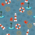 Marine seamless pattern for wallpaper, scrapbook and other design. Vector illustration