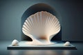 Marine seashell scene for product presentation created with Generative AI technology