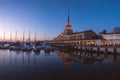 Marine Station in Sochi with boats on the pier with calm water. Royalty Free Stock Photo