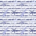 Marine seamless pattern with seashells, starfish and anchors Royalty Free Stock Photo