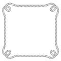 Marine style square rope frame with loops in corners, nautical towline border