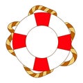 Marine symbol, lifebuoy entwined with a rope. Design for decoration. Textile, print