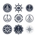 Marine symbols on a white background