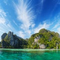 Marine tropical landscape with limestone cliffs. Thailand Royalty Free Stock Photo