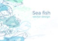 Marine vector background of nature sea fish Royalty Free Stock Photo