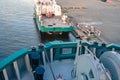 Marine vessel is morred starboard side alongside berth Royalty Free Stock Photo