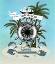 Marine vintage banner with sea design elements.