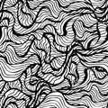 Marine waves pattern on a white background. Water Wave abstract design.Black lines on the black background. Hand drawn print. Co Royalty Free Stock Photo