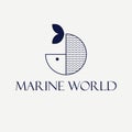 Marine world vector logo design. Abstract geometric fish logotype. Royalty Free Stock Photo