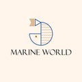Marine world vector logo design. Abstract geometric fish logotype. Royalty Free Stock Photo