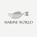 Marine world vector logo design. Abstract geometric fish logotype. Royalty Free Stock Photo